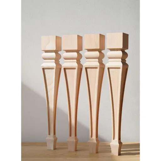 Large tapered unique table legs with carved elements hardwood